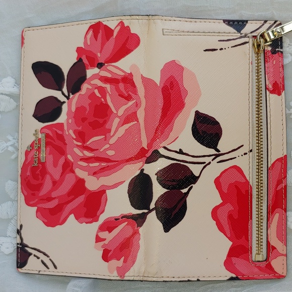 Kate Spade Cameron Street Roses Stacy Pink Saffiano Leather Bifold Wallet - Picture 7 of 17